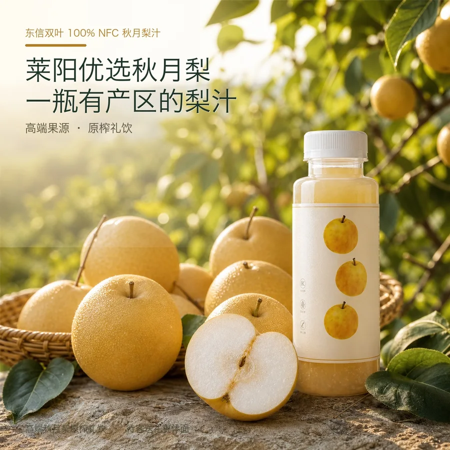 东信双叶百分百秋月梨汁与鲜梨