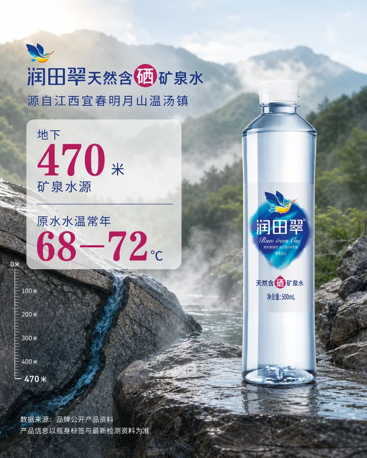 润田翠地下470米水源与68至72摄氏度原水信息
